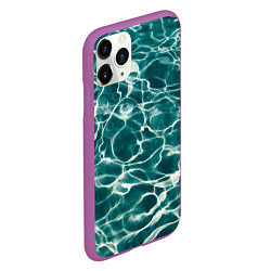 Чехол iPhone 11 Pro матовый Абстрактные волны в воде - Тёмно-зелёный, цвет: 3D-фиолетовый — фото 2