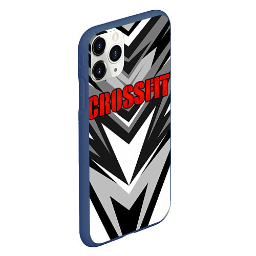 Чехол iPhone 11 Pro матовый КРОССФИТ - СЕРАЯ АБСТРАКЦИЯ / 3D-Тёмно-синий – фото 2