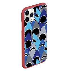 Чехол iPhone 11 Pro матовый Пасть акулы - паттерн, цвет: 3D-красный — фото 2