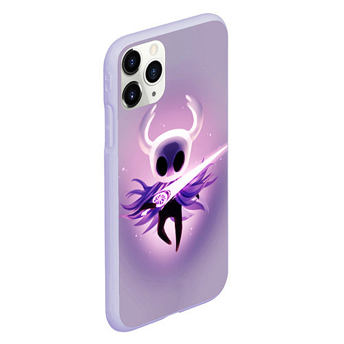 Чехол iPhone 11 Pro матовый Hollow Knight рыцарь неон / 3D-Светло-сиреневый – фото 2