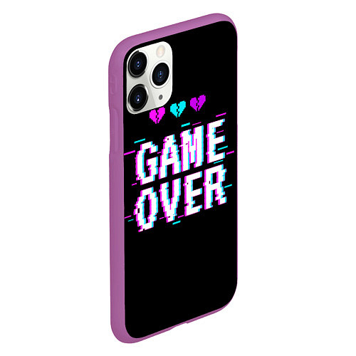 Чехол iPhone 11 Pro матовый Game Over Pixels / 3D-Фиолетовый – фото 2