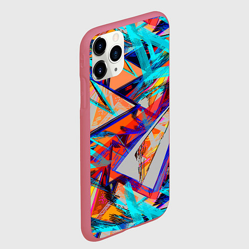 Чехол iPhone 11 Pro матовый Яркий неоновый абстрактный узор / 3D-Малиновый – фото 2