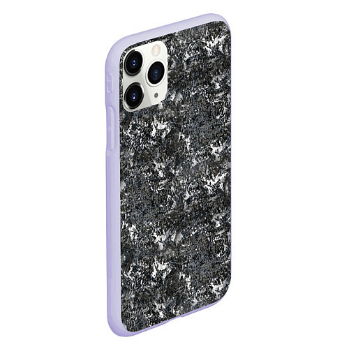Чехол iPhone 11 Pro матовый Темно серый графитовый с текстурой камня / 3D-Светло-сиреневый – фото 2
