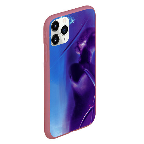 Чехол iPhone 11 Pro матовый Абстрактные краски и тень - Синий / 3D-Малиновый – фото 2