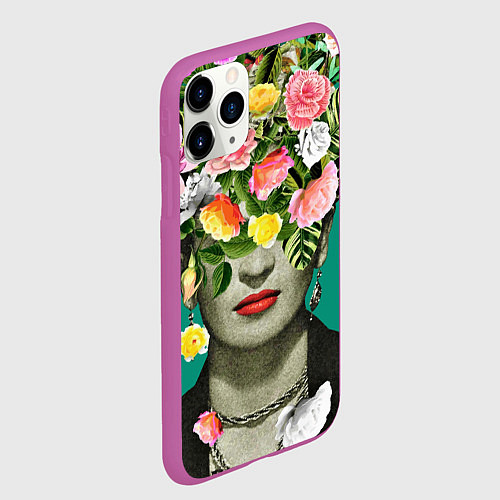 Чехол iPhone 11 Pro матовый Фрида Кало - Арт Портрет / 3D-Фиолетовый – фото 2
