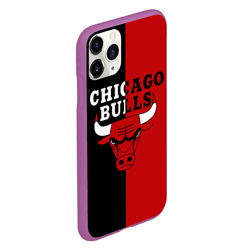 Чехол iPhone 11 Pro матовый Чикаго Буллз black & red / 3D-Фиолетовый – фото 2