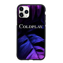 Чехол iPhone 11 Pro матовый Coldplay neon monstera, цвет: 3D-черный