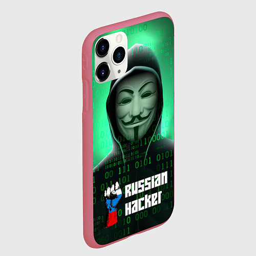 Чехол iPhone 11 Pro матовый Russian hacker green / 3D-Малиновый – фото 2