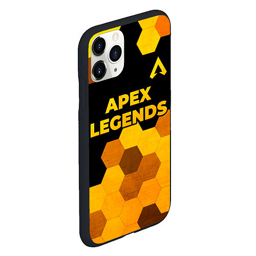 Чехол iPhone 11 Pro матовый Apex Legends - gold gradient: символ сверху / 3D-Черный – фото 2