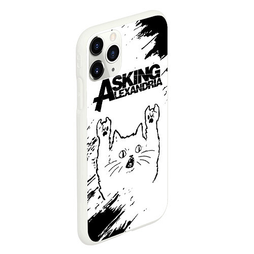 Чехол iPhone 11 Pro матовый Asking Alexandria рок кот на светлом фоне / 3D-Белый – фото 2