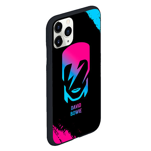 Чехол iPhone 11 Pro матовый David Bowie - neon gradient / 3D-Черный – фото 2