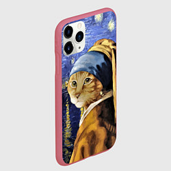 Чехол iPhone 11 Pro матовый Прикол с котом: пародия картина, цвет: 3D-малиновый — фото 2