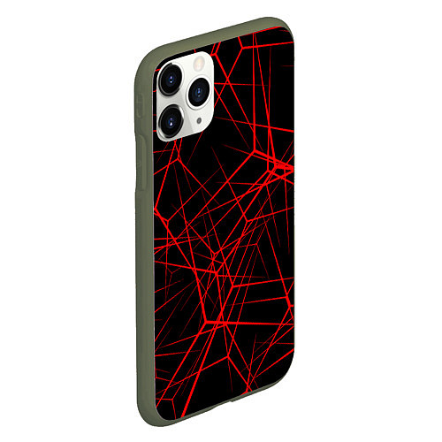 Чехол iPhone 11 Pro матовый Intersecting red rays / 3D-Темно-зеленый – фото 2