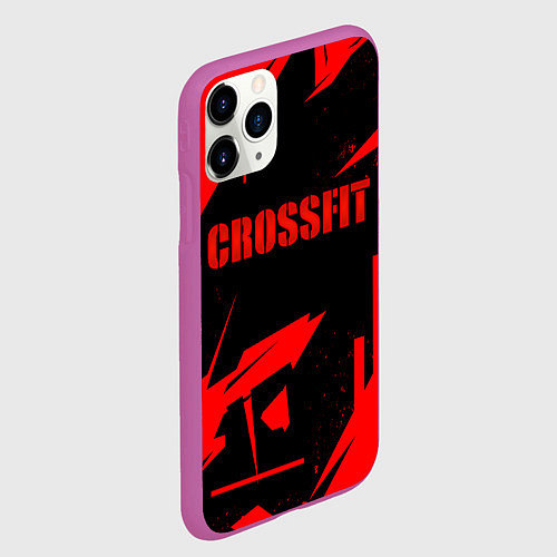 Чехол iPhone 11 Pro матовый Кроссфит - красная абстракция / 3D-Фиолетовый – фото 2