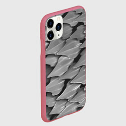 Чехол iPhone 11 Pro матовый Кожа акулы - броня, цвет: 3D-малиновый — фото 2