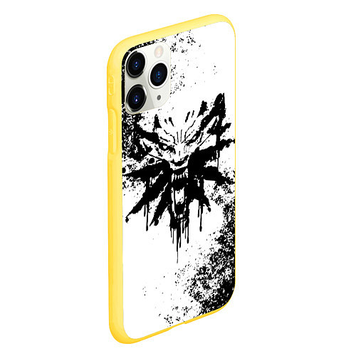 Чехол iPhone 11 Pro матовый The Witcher логотип и краска / 3D-Желтый – фото 2