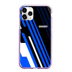 Чехол iPhone 11 Pro матовый Кроссфит - синии линии, цвет: 3D-сиреневый