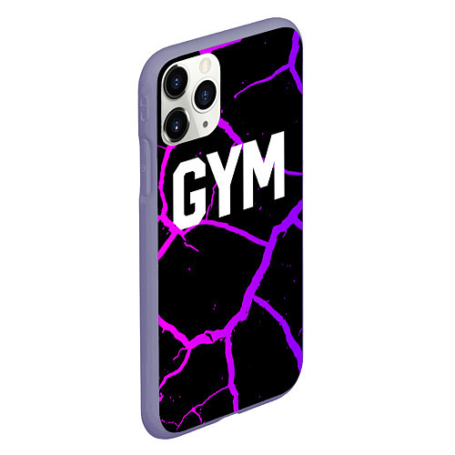 Чехол iPhone 11 Pro матовый Gym - Трещины неоновые / 3D-Серый – фото 2