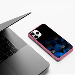 Чехол iPhone 11 Pro матовый Черно-синий геометрический, цвет: 3D-малиновый — фото 2