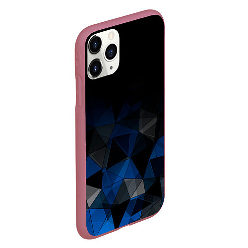 Чехол iPhone 11 Pro матовый Черно-синий геометрический / 3D-Малиновый – фото 2