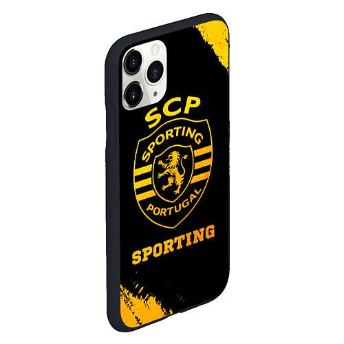 Чехол iPhone 11 Pro матовый Sporting - gold gradient / 3D-Черный – фото 2