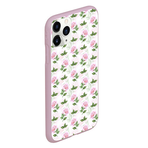 Чехол iPhone 11 Pro матовый Садовые розы, паттерн / 3D-Розовый – фото 2