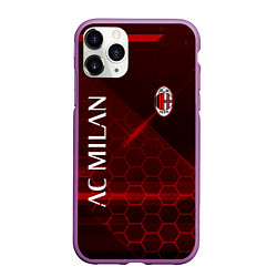 Чехол iPhone 11 Pro матовый Ac milan Соты, цвет: 3D-фиолетовый