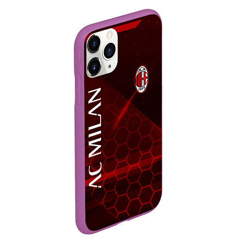 Чехол iPhone 11 Pro матовый Ac milan Соты / 3D-Фиолетовый – фото 2