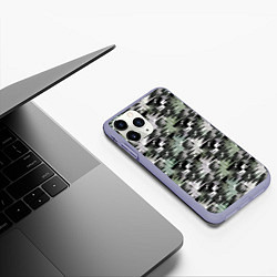 Чехол iPhone 11 Pro матовый Абстрактный камуфляжный темный, цвет: 3D-светло-сиреневый — фото 2