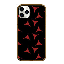 Чехол iPhone 11 Pro матовый Red Stars - Красные треугольные объекты в чёрном п, цвет: 3D-коричневый