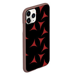 Чехол iPhone 11 Pro матовый Red Stars - Красные треугольные объекты в чёрном п, цвет: 3D-коричневый — фото 2