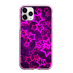 Чехол iPhone 11 Pro матовый Purple stars, цвет: 3D-розовый