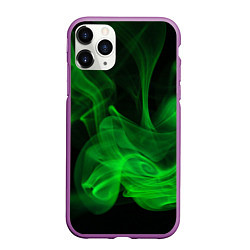 Чехол iPhone 11 Pro матовый Зелёный абстрактный дым, цвет: 3D-фиолетовый