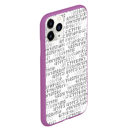 Чехол iPhone 11 Pro матовый Паттерн футарк / 3D-Фиолетовый – фото 2