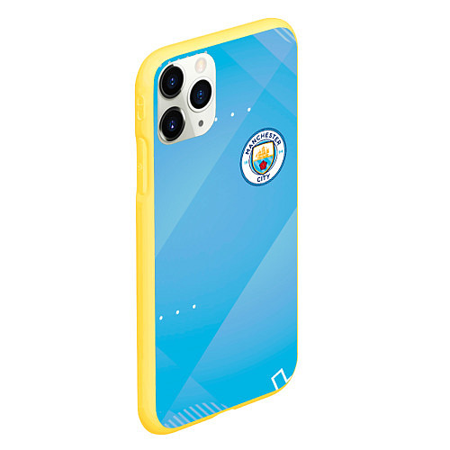 Чехол iPhone 11 Pro матовый Manchester city Голубая абстракция / 3D-Желтый – фото 2