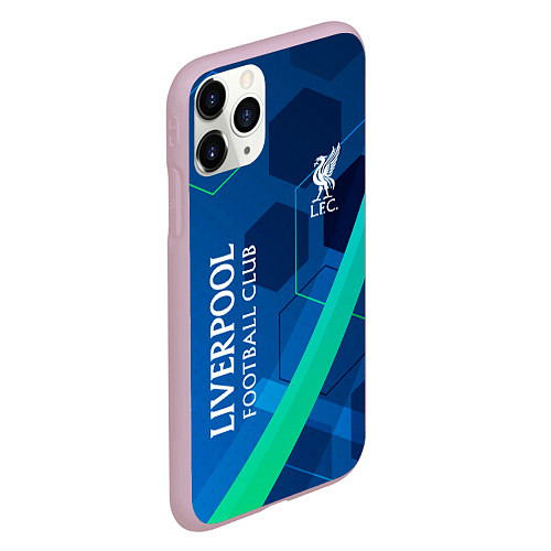 Чехол iPhone 11 Pro матовый Ливерпуль Синяя абстракция / 3D-Розовый – фото 2