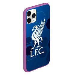 Чехол iPhone 11 Pro матовый Liverpool шестиугольники абстракция, цвет: 3D-фиолетовый — фото 2