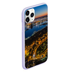 Чехол iPhone 11 Pro матовый Ночной город с высоты, цвет: 3D-светло-сиреневый — фото 2