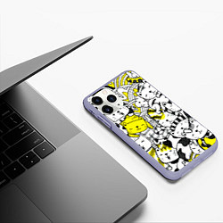 Чехол iPhone 11 Pro матовый Милые Чёрные и Жёлтые Коты, цвет: 3D-светло-сиреневый — фото 2