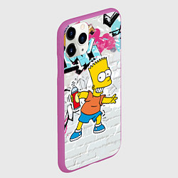 Чехол iPhone 11 Pro матовый Барт Симпсон на фоне стены с граффити, цвет: 3D-фиолетовый — фото 2