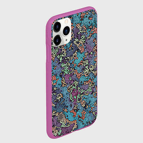 Чехол iPhone 11 Pro матовый Галлюциногенные узоры / 3D-Фиолетовый – фото 2