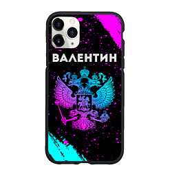 Чехол iPhone 11 Pro матовый Валентин и неоновый герб России, цвет: 3D-черный