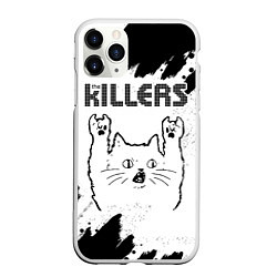 Чехол iPhone 11 Pro матовый The Killers рок кот на светлом фоне, цвет: 3D-белый
