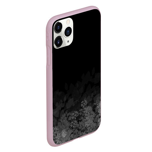 Чехол iPhone 11 Pro матовый Листва на темном фоне / 3D-Розовый – фото 2