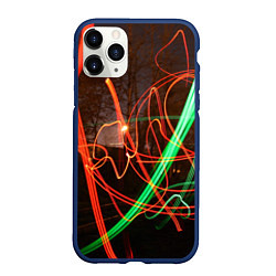 Чехол iPhone 11 Pro матовый Абстрактные улица и зелёно-красные лучи, цвет: 3D-тёмно-синий