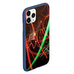 Чехол iPhone 11 Pro матовый Абстрактные улица и зелёно-красные лучи, цвет: 3D-тёмно-синий — фото 2