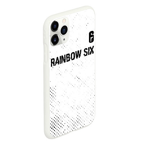 Чехол iPhone 11 Pro матовый Rainbow Six glitch на светлом фоне: символ сверху / 3D-Белый – фото 2