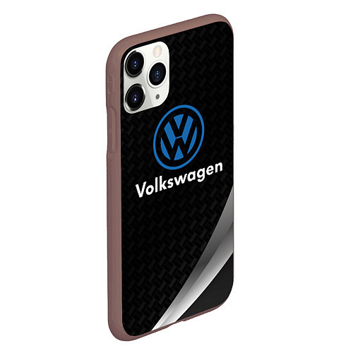 Чехол iPhone 11 Pro матовый Volkswagen абстракция / 3D-Коричневый – фото 2