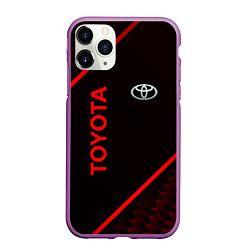 Чехол iPhone 11 Pro матовый Toyota Красная абстракция, цвет: 3D-фиолетовый