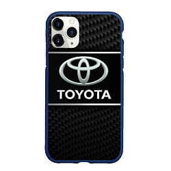 Чехол iPhone 11 Pro матовый Toyota Карбон, цвет: 3D-тёмно-синий
